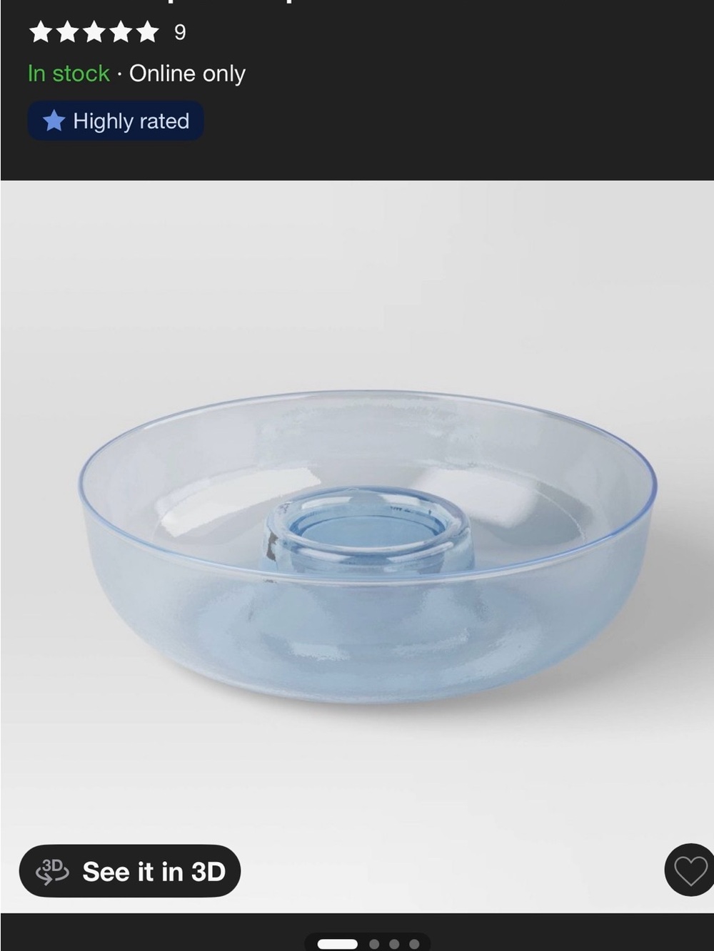 Room Essentials Light Blue Glass Chip & Dip Server